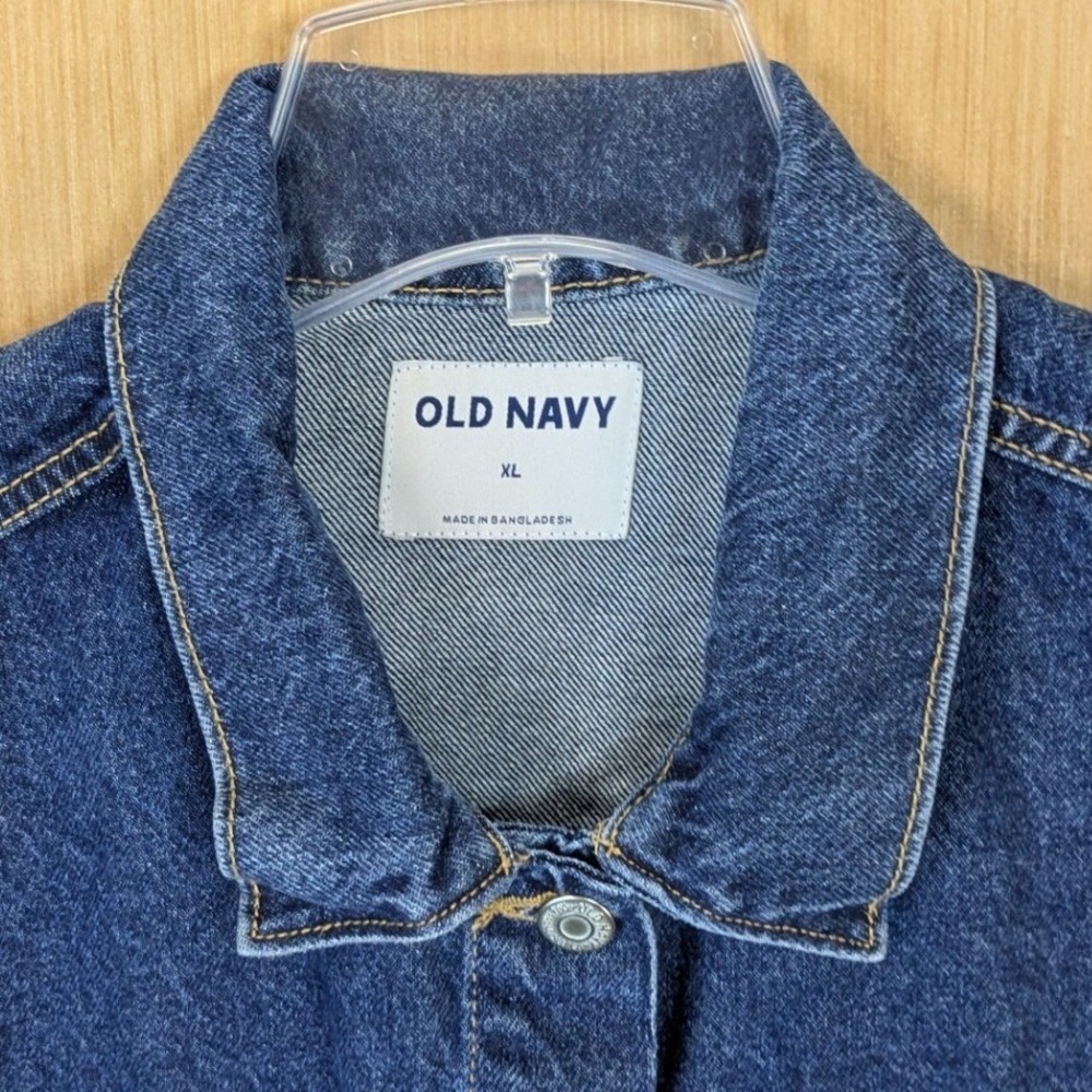Old Navy Relaxed Classic Dark Wash Denim Jean Jacket XL Trucker Jacket Western - Picture 2 of 7